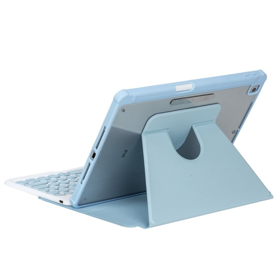 Чехол клавиатура для iPad 11" 2025 A16 (11 gen.) / iPad 10.9" 2022 (10 gen.), Rotary 360° Leather, светло-голубой