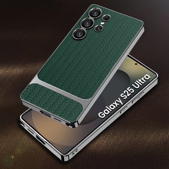 Чехол до Samsung Galaxy S25 Ultra, GKK Woven Leather, зелёный