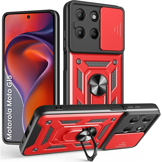 Чехол NOX Camera Slide Motorola Moto G15 / Motorola Moto G15 Power, CamShield Slide, красный