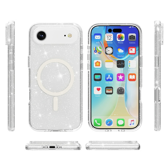 Чехол для iPhone Air, для MagSafe, глиттер, прозрачный