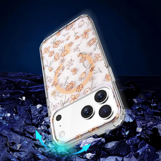 Магнитный чехол с цветочным лазерным рисунком для iPhone 17 Pro