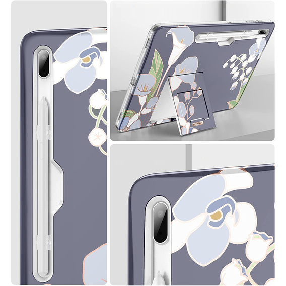 Чехол до Samsung Galaxy Tab S7 FE, Suritch Full Body Flowers, серый