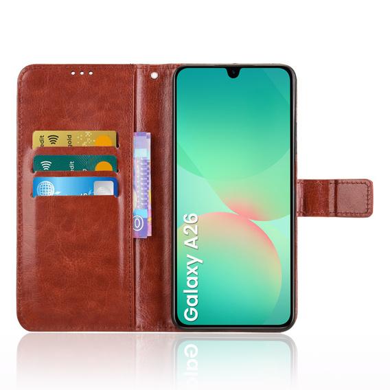 Откидной чехол для Samsung Galaxy A26, Crazy Horse Wallet, коричневый