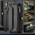 Чехол CASEME для Samsung Galaxy S25 Ultra, RFID Leather Wallet, с плечевым ремнем, чёрный