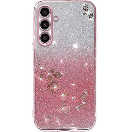 Чехол для Samsung Galaxy A54, Glitter Flower, розовый rose gold