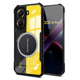 Чехол для Xiaomi Poco X7 Pro 5G, с магнитной пластиной, прозрачный / черный
