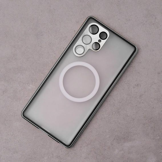 Магнітний чохол Dual Glass MagSafe для Samsung Galaxy S22 Ultra, сріблястий