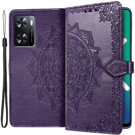 Чохол-книжка для Oppo A57s, Mandala, фіолетовий