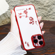 Чехол для iPhone 15 Pro Max, Glitter Flower, красный