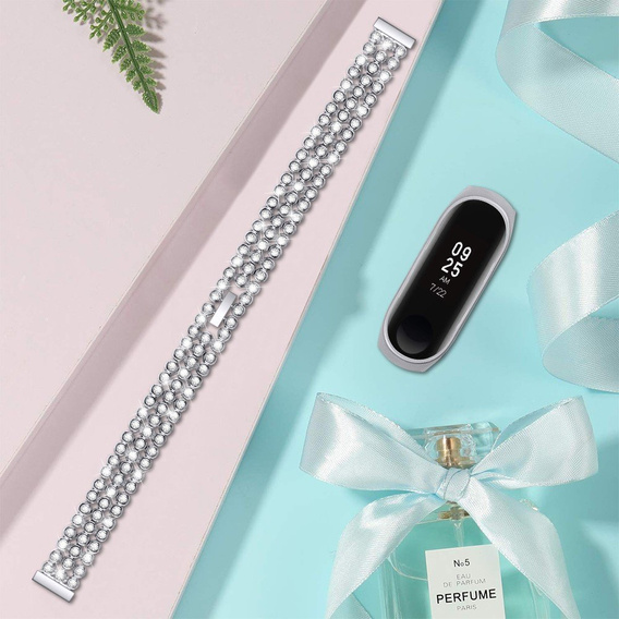 Браслет Rhinestone Decor до Xiaomi Mi Band 5 - Silver