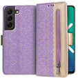 Чохол-кришка для Samsung Galaxy S22+ Plus 5G, Wallet Pocket Zipper Lace, фіолетовий