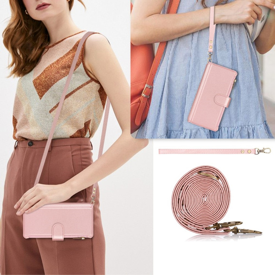 Чохол-книжка для Samsung Galaxy S24 Ultra, Wallet Zipper Pocket RFID, з плечовим ременем, чорний