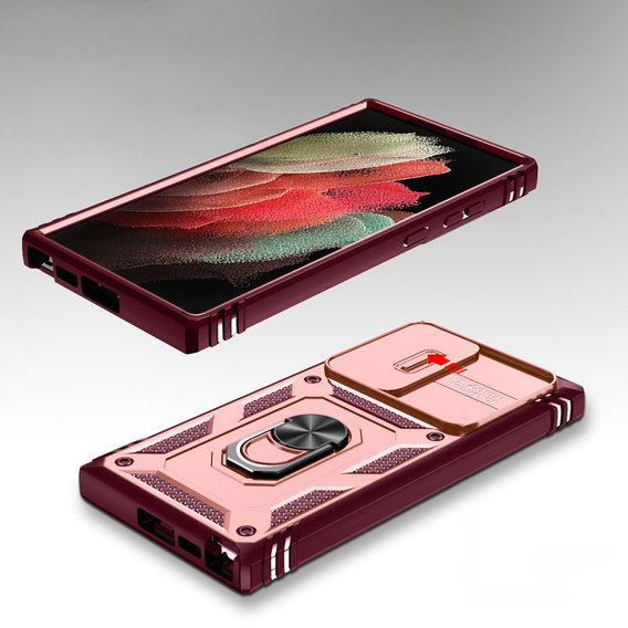 Чохол NOX Camera Slide Samsung Galaxy S23 Ultra, CamShield Slide, рожевий / червоний
