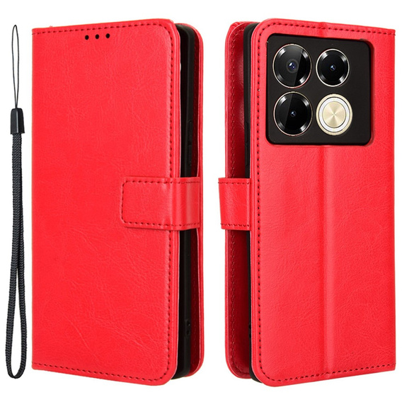 Откидной чехол для Infinix Note 40 Pro Plus, Crazy Horse Wallet, красный