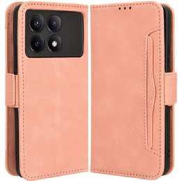 Футляр з клапаном для Xiaomi Poco F6 Pro, Card Slot, рожевий