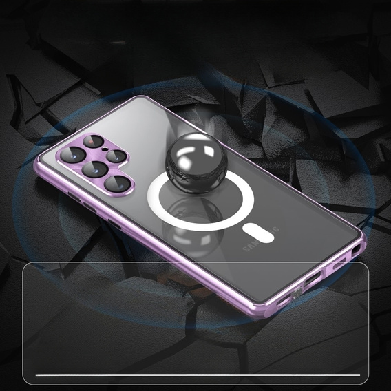 Магнітний чохол Dual Glass MagSafe для Samsung Galaxy S23 Ultra, фіолетовий