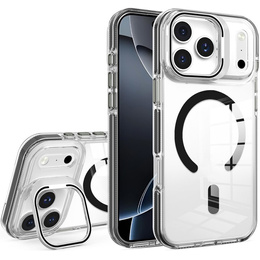 Чехол для iPhone 17 Pro Max, для MagSafe, с подставкой, прозрачный с черными вставками