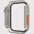 2в1 чехол и защитное стекло для часов Apple Watch 6/5/4/SE 44MM, Silver/Orange