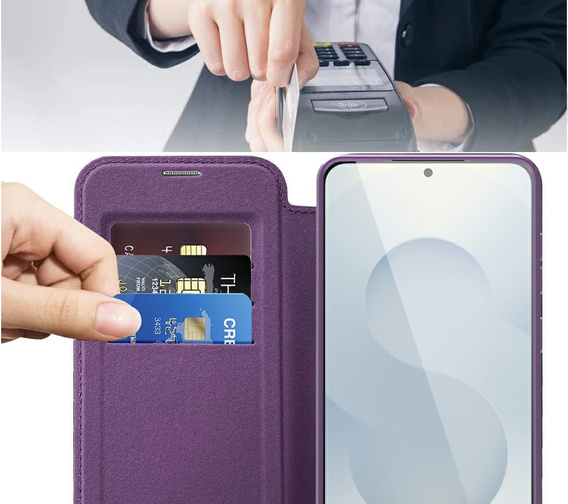 Чохол-книжка для Samsung Galaxy S25 Edge, RFID Wallet MagSafe CamShield, фіолетовий