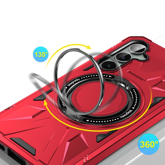 Чехол для Samsung Galaxy A15 5G, бронированный с подставкой и ручкой-планшетом, фиолетовый + 9H стекло