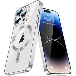 Чехол до iPhone 14 Pro, ERBORD Hybrid MagSafe Case, серебряный