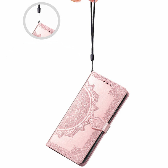 Чохол-книжка для Oppo Reno 12FS / 12F, Mandala, рожевий rose gold