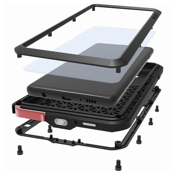 Чoхол Love Mei до Samsung Galaxy S10 Plus, armored with glass, чорний