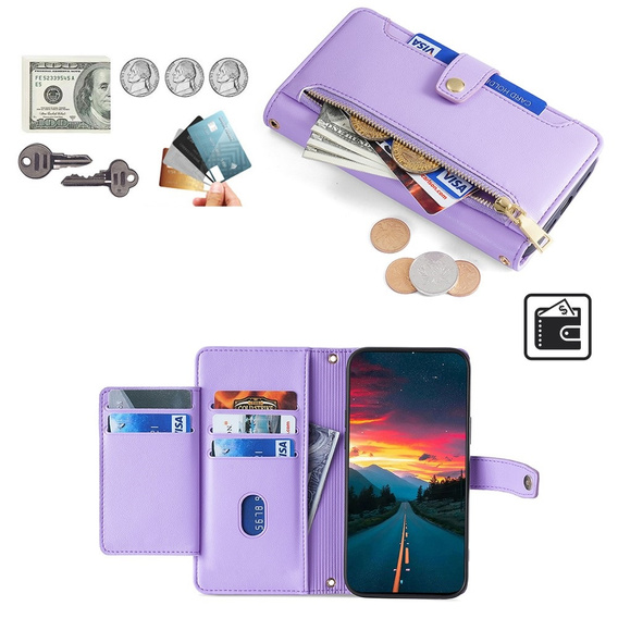 Чохол-книжка для Infinix Note 40 Pro, Wallet Zipper Pocket, фіолетовий