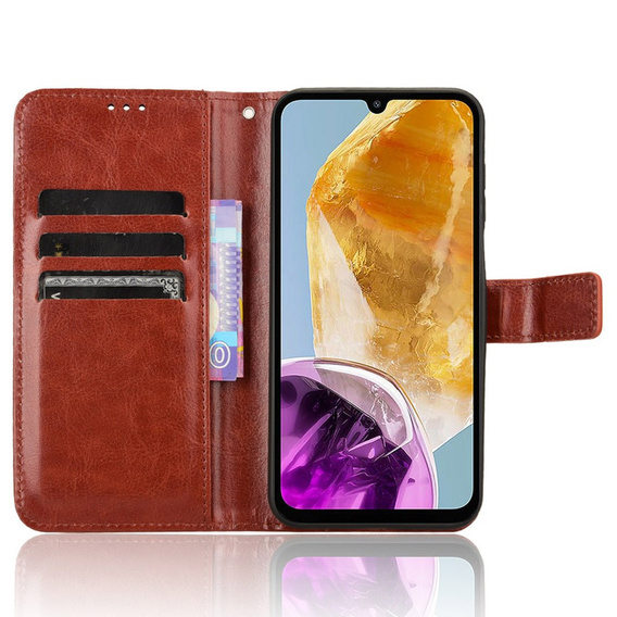 Откидной чехол для Samsung Galaxy M15 5G, Crazy Horse Wallet, коричневый