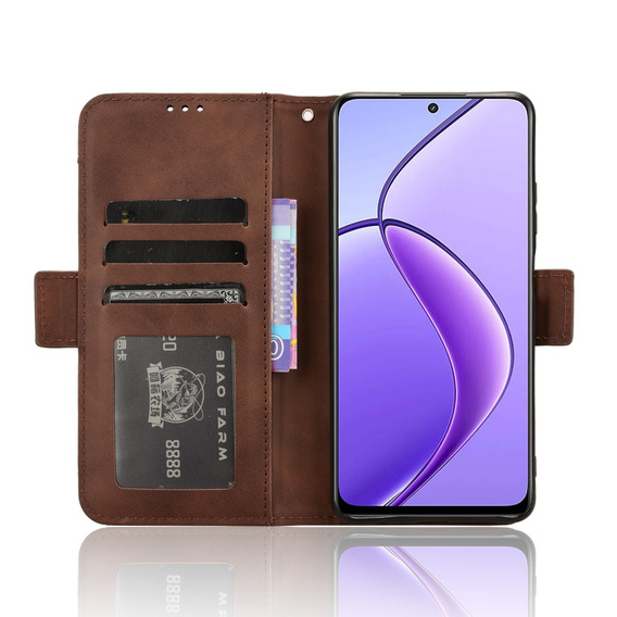 Футляр з клапаном для Realme 12, Card Slot, коричневий