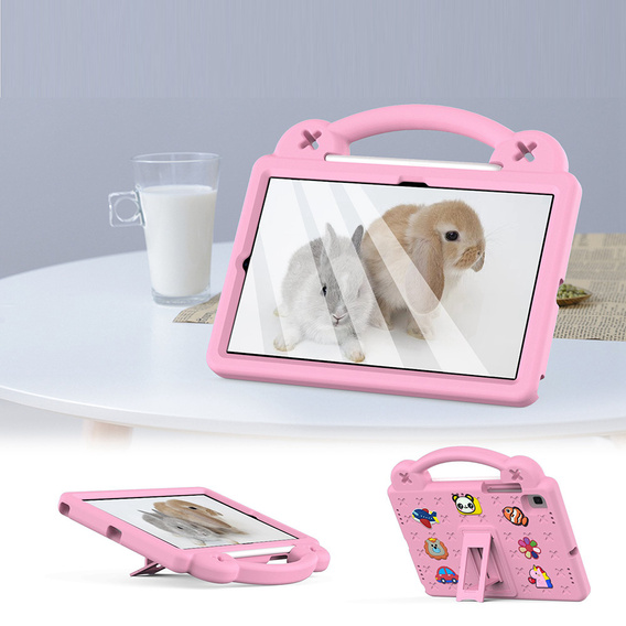 Детский чехол для Samsung Galaxy Tab S6 Lite 10.4 2020/2022 / Tab A7 2020 T500 / T505 / Tab S6 T860/T865, Cute Patterns, с подставкой, розовый