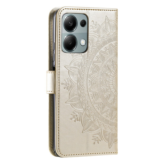 Чохол-книжка для Xiaomi Redmi Note 13 Pro 4G / Xiaomi Redmi Note 14S / Xiaomi Poco M6 Pro 4G, Mandala, золотий