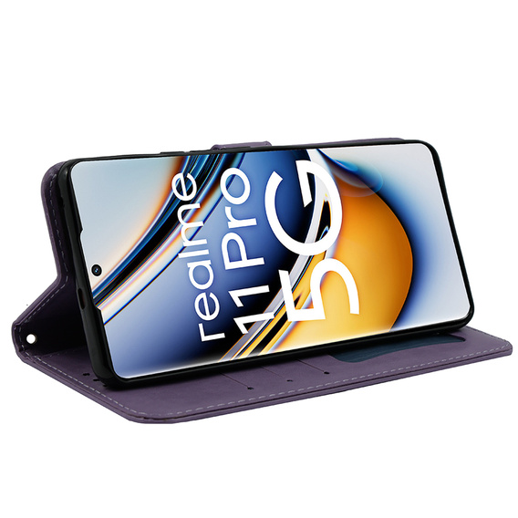 Откидной чехол для Realme 11 Pro 5G / Pro+ 5G, Mandala Flower, фиолетовый