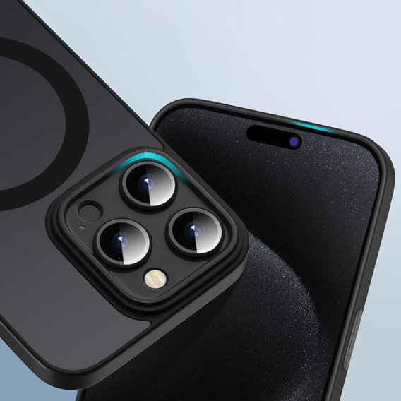Чохол для iPhone 14 Pro Max, для MagSafe, ERBORD Matt Case, чорний + захисне скло