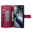 Откидной чехол для Xiaomi 14T Pro, Wallet Zipper Pocket, красный