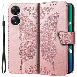 Чохол-книжка для Oppo A78 5G, Butterfly, рожевий rose gold