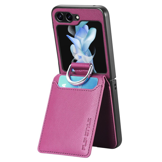 Чехол для Samsung Galaxy Z Flip7 FE / Z Flip6, Card Slot Ring Case, фиолетовый