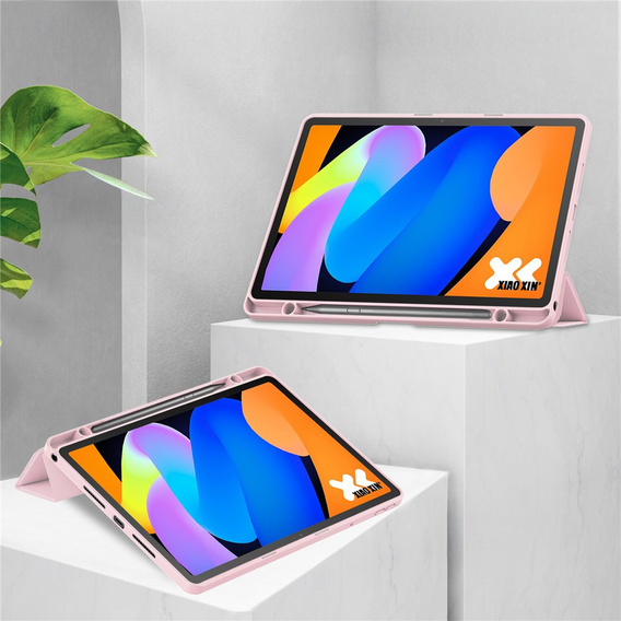 Чохол для Lenovo Idea Tab 11" 2025 TB336FU TB336ZU, з прозорою спинкою та тримачем для стилуса, рожевий