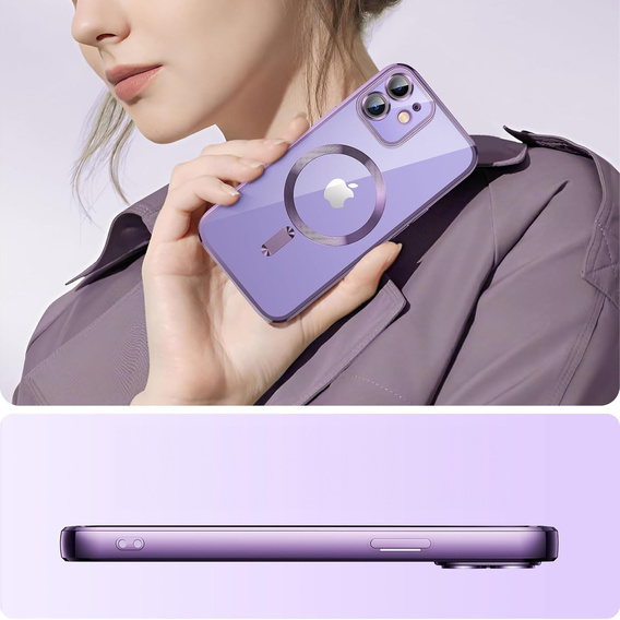 Чохол для iPhone 12, Electro MagSafe, фіолетовий + Скло на екран