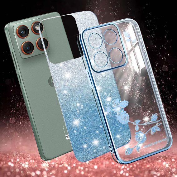 Чехол с блестками Glitter Flower для Motorola Edge 70