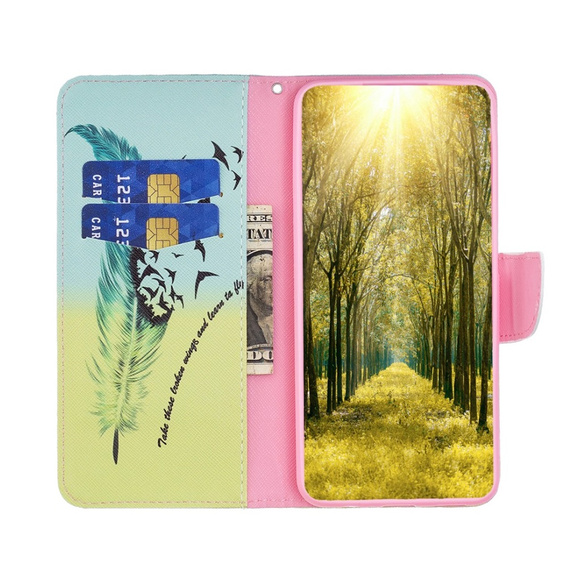 Откидной чехол для Samsung Galaxy M34, Wallet, feather, синий