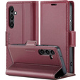 Чехол для Samsung Galaxy S23 FE, ERBORD Glossy Litchi, кошелек с клапаном, красный