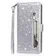 Чохол-книжка для Samsung Galaxy A36 5G, Wallet Zipper Pocket Glittery, сріблястий