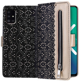 Чохол-кришка для Samsung Galaxy A51 5G, Wallet Pocket Zipper Lace, чорний
