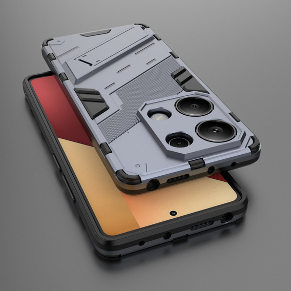 Чехол для Xiaomi Redmi Note 13 Pro 4G / Xiaomi Redmi Note 14S / Xiaomi Poco M6 Pro 4G, Military kickstand, темно-синий