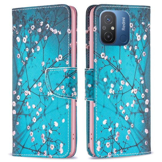Откидной чехол для Xiaomi Redmi 12C, Wallet, sakura, синий