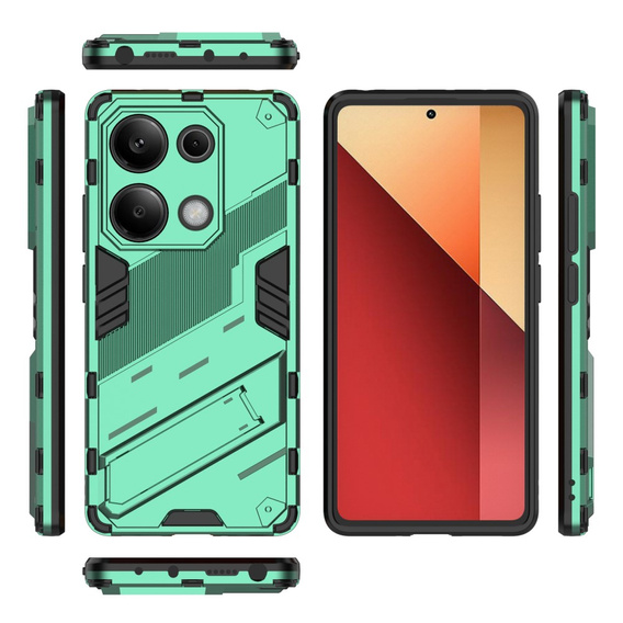 Чехол для Xiaomi Redmi Note 13 Pro 4G / Xiaomi Redmi Note 14S / Xiaomi Poco M6 Pro 4G, Military kickstand, зелёный