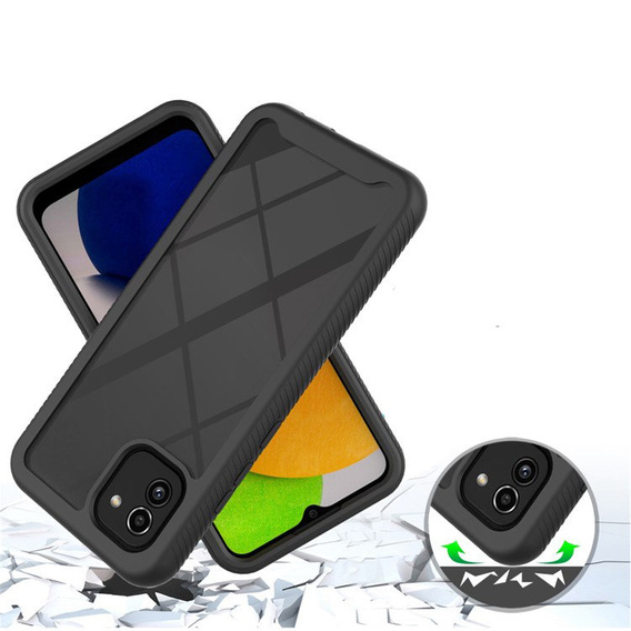 Чoхол Shockproof до Samsung Galaxy A03, із захисним екраном, чорний