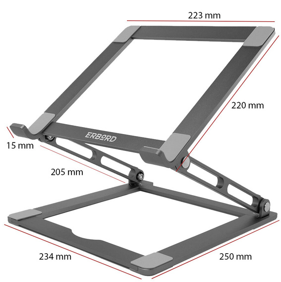Алюмінієва підставка для ноутбука ERBORD ProDesk Stand, сіра
