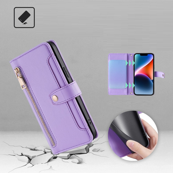 Откидной чехол для Xiaomi Redmi Note 13 Pro 5G, Wallet Zipper Pocket, фиолетовый